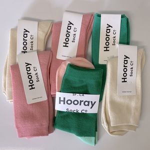 NWT! Hooray Sock Co Set of 6 Pairs of Women’s Crew Socks